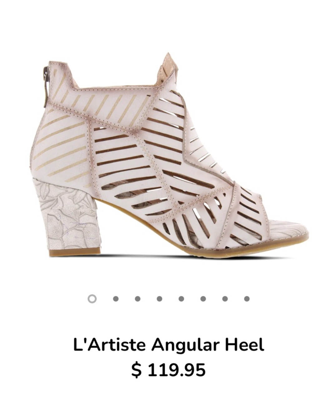 L'Artiste Angular Embossed/Cut-outs Peep Toe Ankle Heel Booties